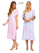 Carica l'immagine nel visualizzatore di Gallery, 8 Pack Ladies Floral Reflections V Neck Jersey Stretch Short Sleeve Nightdress
