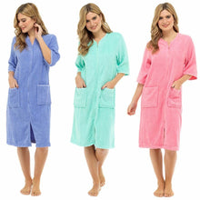 Charger l'image dans la galerie, 6 Pack Ladies Pure Cotton Zip Through Terry Towelling Robe

