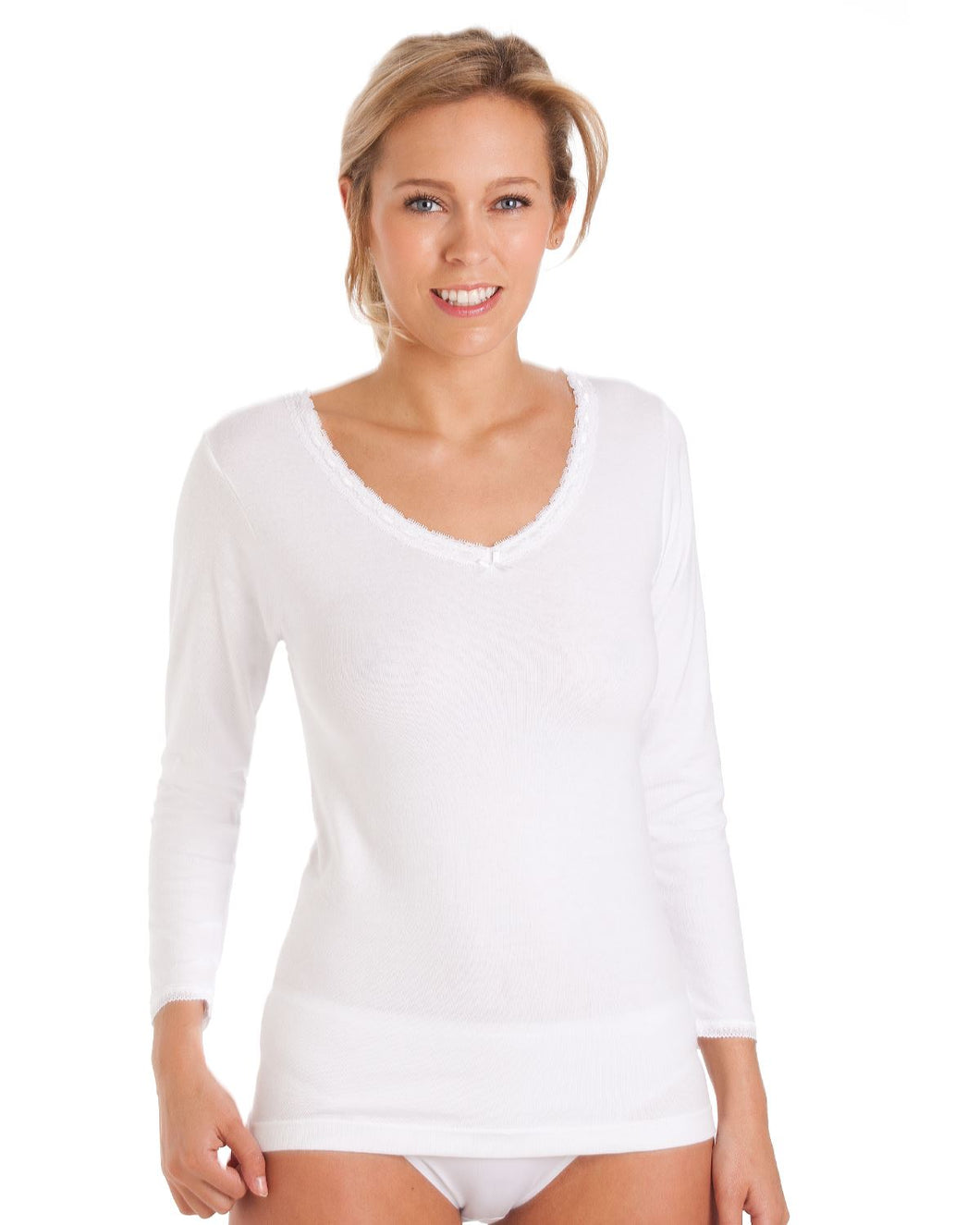 La Marquise Ladies Thermal Underwear Winter Long Sleeve Vest White