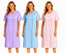 Load image into Gallery viewer, Ladies Embroidered Cotton Rich Jersey Short Sleeve Nightdress
