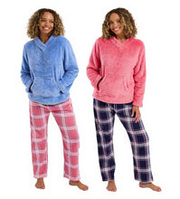 Load image into Gallery viewer, Ladies Soft Feel Plush Fleece Top &amp; 100% Cotton Wincyette Pyjama Bottoms
