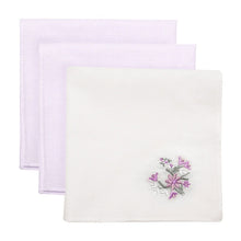 Afbeelding in Gallery-weergave laden, 12 Pack Ladies 3pk Embroidered Polycotton Handkerchiefs In Brown Display Box
