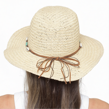 Lade das Bild in den Galerie-Viewer, 6 Pack Ladies Wide Brim Straw Hat With Seashell Trim
