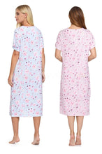 Carica l'immagine nel visualizzatore di Gallery, 8 Pack Ladies Floral Reflections V Neck Jersey Stretch Short Sleeve Nightdress
