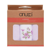 Afbeelding in Gallery-weergave laden, 12 Pack Ladies 3pk Embroidered Polycotton Handkerchiefs In Brown Display Box
