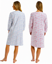 Afbeelding in Gallery-weergave laden, Ladies 40" Fun Floral 100% Cotton Jersey Long Sleeve Nightdress

