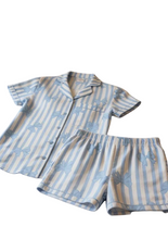 Lade das Bild in den Galerie-Viewer, Ladies Blue Ribbon Candy Stripe Short Pyjama Set
