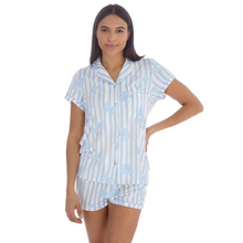 Lade das Bild in den Galerie-Viewer, Ladies Blue Ribbon Candy Stripe Short Pyjama Set
