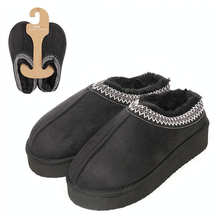 تحميل الصورة إلى عارض المعرض، 6 Pairs Ladies Black Flatformed Slippers With Detailed Trim
