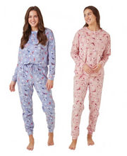 Carica l'immagine nel visualizzatore di Gallery, Ladies Soft Feel Sock &amp; Snowflakes Polished Fleece Pyjamas
