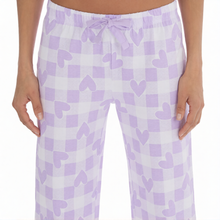 Charger l'image dans la galerie, 6 Pack Ladies 100% Cotton Lilac Heart Check Short Sleeve Pyjama Set
