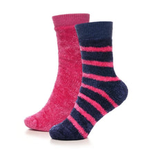 Charger l'image dans la galerie, 6 Pairs Ladies Chenille Stripe Velvet Cosy Socks
