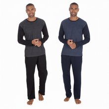 Charger l'image dans la galerie, 6 Pack Mens Cotton Rich Plain Long Sleeve Jersey Pyjama Set
