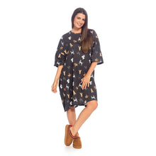 Load image into Gallery viewer, Ladies Short Sleeved Dog Print One Sized Jersey Nightshirt
