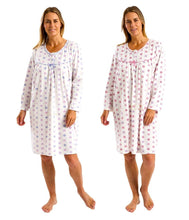 تحميل الصورة إلى عارض المعرض، Ladies Roses Floral Jersey Long Sleeve Nightdress
