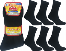 تحميل الصورة إلى عارض المعرض، 12 Pairs Men&#39;s Heavy Duty Thermal Non Binding Loose Elastic Top Socks Black
