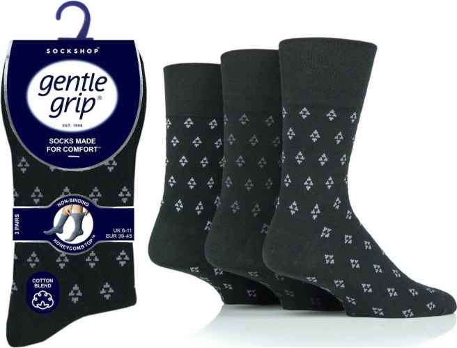 12 Pairs Mens Gentle Grip Honey-Comb Top Non Elastic Socks Size 6-11 Twilight Black